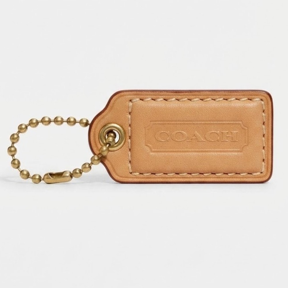 Coach Tan Leather Hangtag Replacement Mini Bag Charm Gold Ball Chain Vachetta